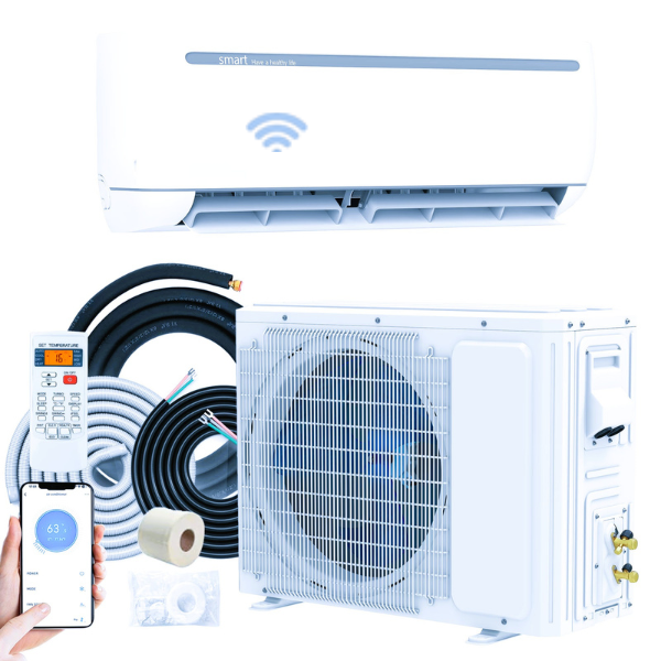 0.75 Ton Smart Mini Split AC System – 9000 BTU with Heat Pump Outdoor & Wi-Fi Control
