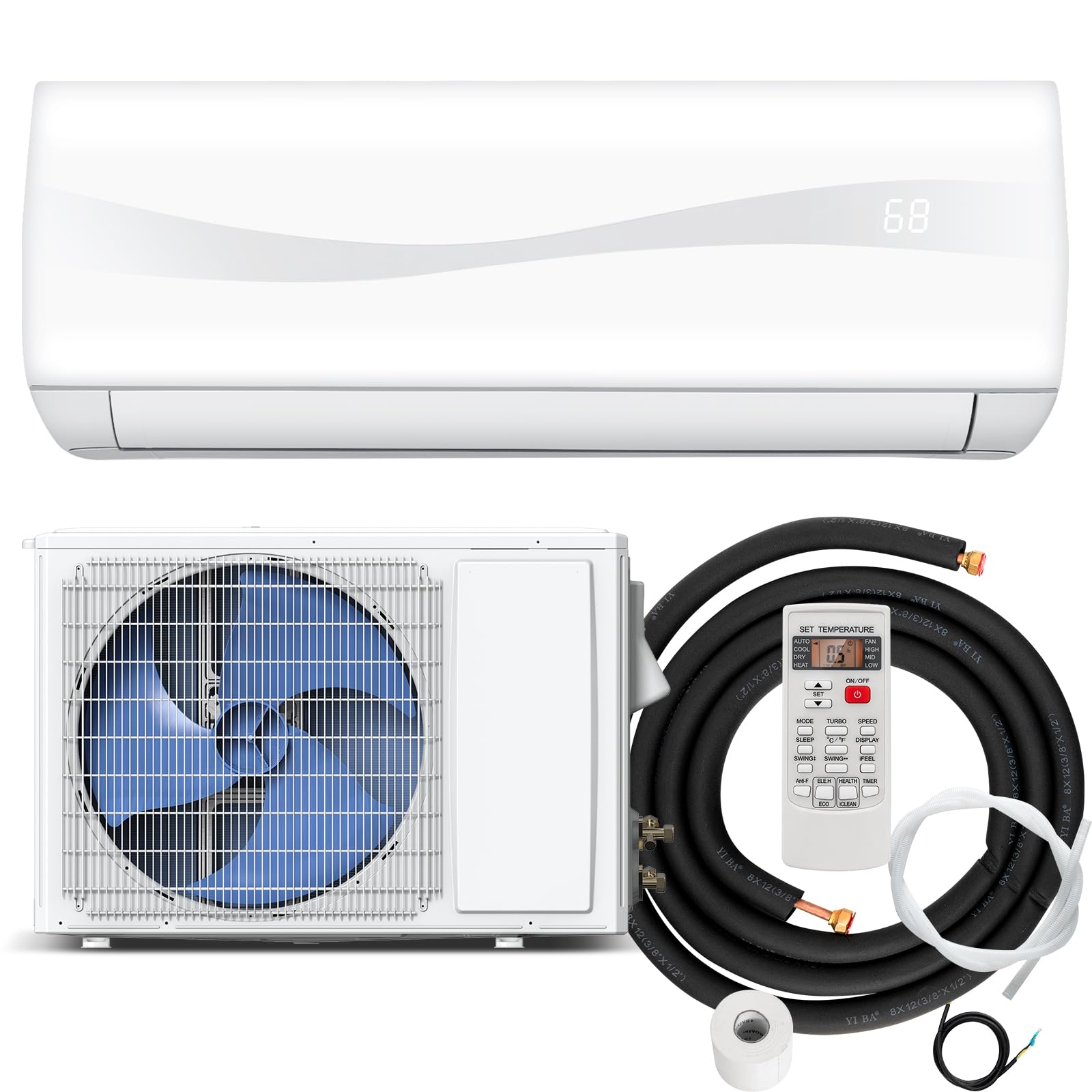 12000 BTU Smart Mini Split Air Conditioner with Outdoor – 1 Ton Wi-Fi Enabled System
